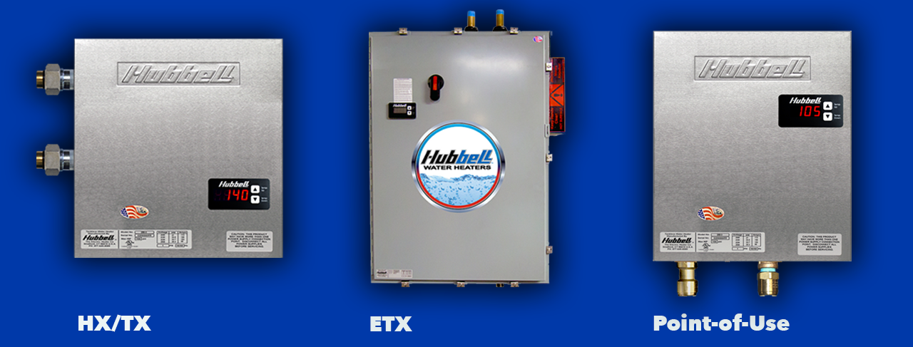 Industrial water heater in a factory setup